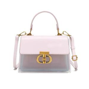 6461 Transparent Crossbody Handbag with Turn Lock Closure Messenger Bag